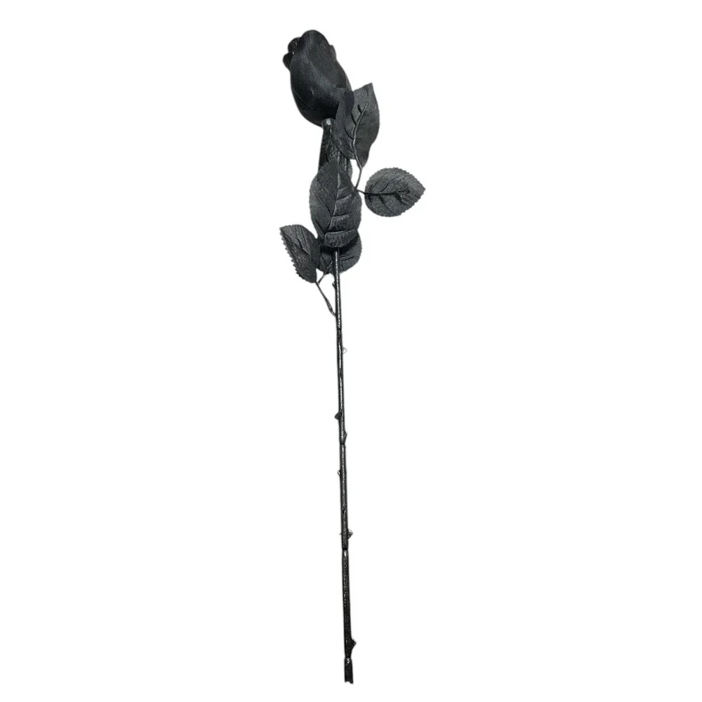 12 Artificial Black Rose Buds Long Stem Flowers - 7 with Purple Accent + 5 Solid